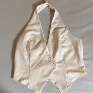 Cream Halter Vest with Buttons